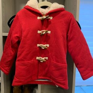 Never worn mini boden red jacket with hood